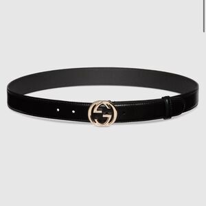 Gucci Women’s Black Belt with Interlocking G buckle